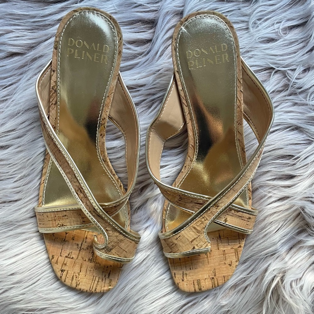 Donald Pliner Cassia Cork & Gold Sandals